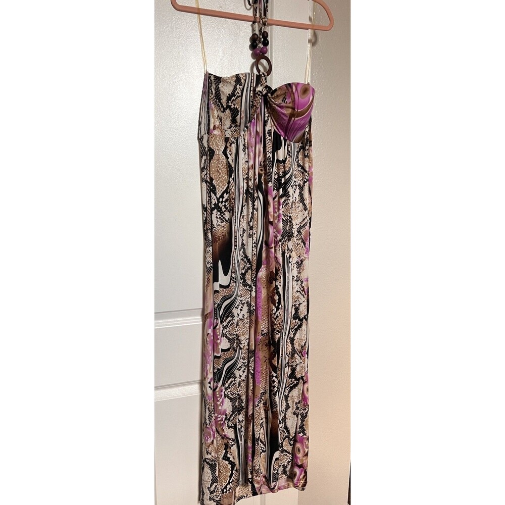 Magic Beach Dress Purple Halter Neck Silky Polyester Lycra Blend Size 1X